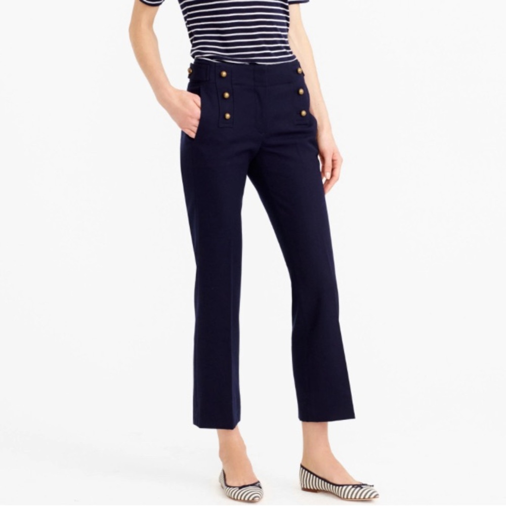J. Crew Navy Wool Teddy Sailor Pants Crop